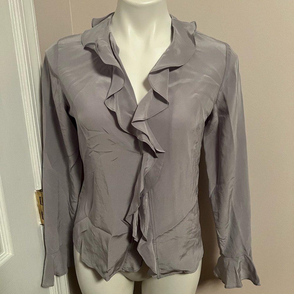 NWT Laura Ashley gray silk blouse